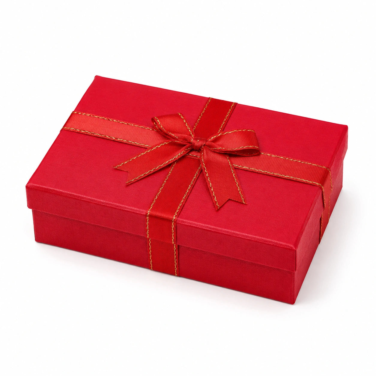 Boîte cadeau rectangulaire 20 x 14 x 6 cm en carton rouge avec ruban décoratif