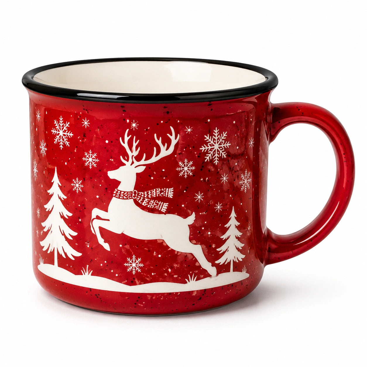 Mug en céramique 450 ml rouge motif renne style hivernal