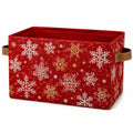 Panier de rangement 38 x 28 x 25 cm en tissu rouge à flocons avec poignées