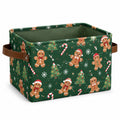 Panier de rangement 38 x 26 x 26 cm en tissu vert à motifs de Noël pliable avec poignées