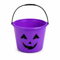 Seau de collecte diamètre 25 cm en plastique violet à anse rigide motif citrouille
