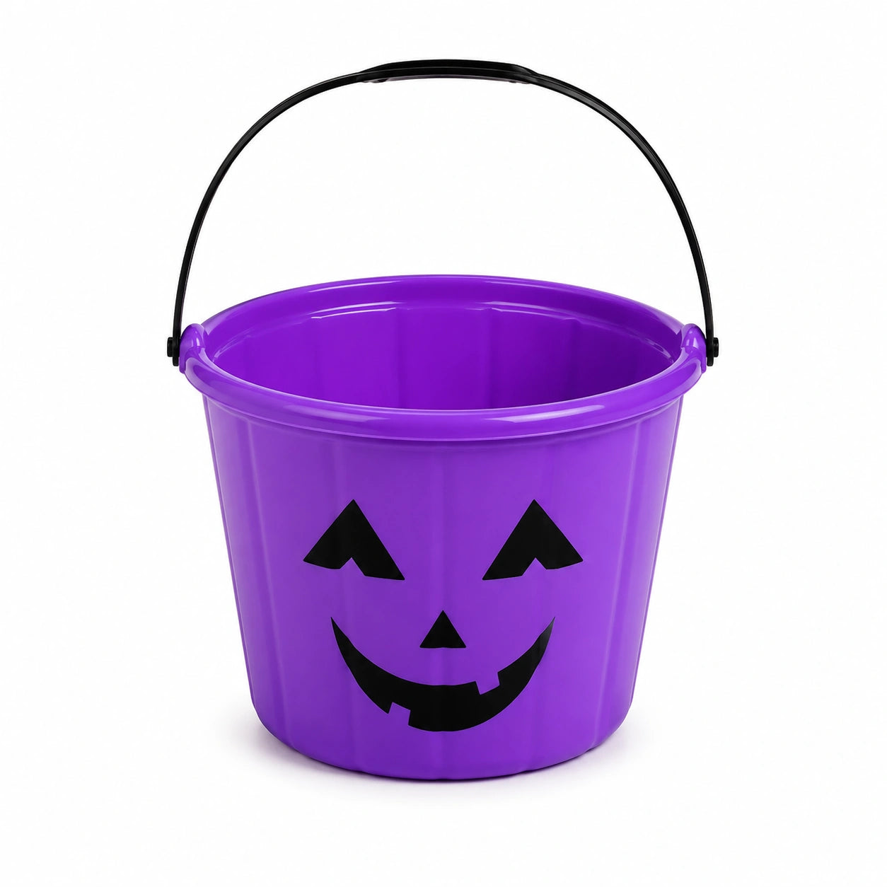 Seau de collecte diamètre 25 cm en plastique violet à anse rigide motif citrouille