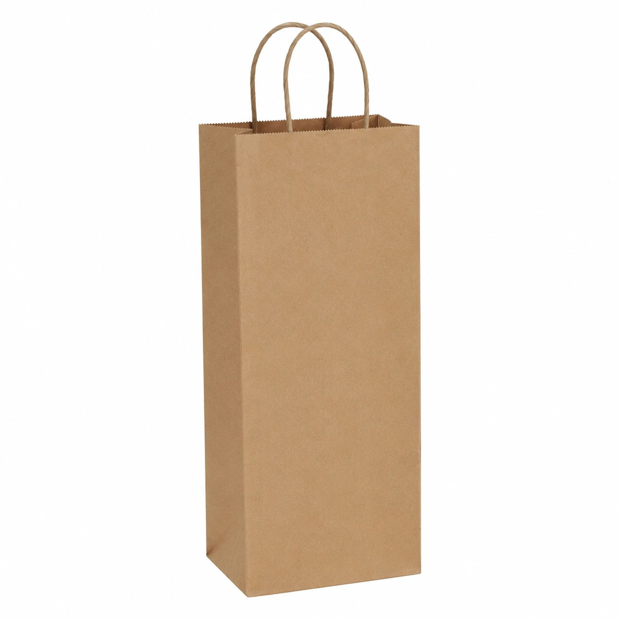 Sac cadeau en papier kraft 18 x 8 x 39 cm marron - poignées torsadées pour bouteille
