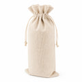 Sac cadeau pour bouteille 12 x 12 x 35 cm en tissu écru à cordon coulissant