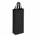 Sac cadeau pour bouteille 10 x 10 x 35 cm en tissu non tissé noir avec anses réutilisable