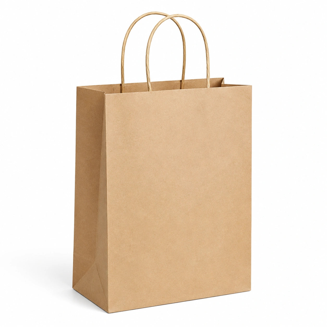 Sac cadeau 26 x 12 x 32 cm en papier kraft brun avec anses torsadées